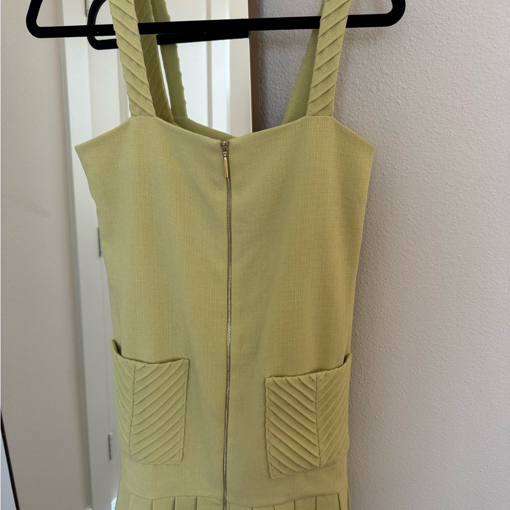Alexis Lime Green Mini Dress with Textured Pockets